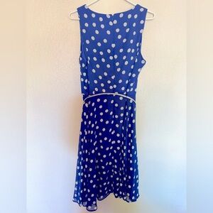 Jessica Howard Royal Blue/White Polka Dot Dress w/ Belt